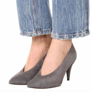 MICHAEL KORS Lizzie Mid Pumps Cone Heel Charcoal Gray Suede